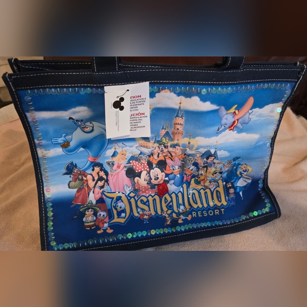 Disneyland Resort NWT Adorable Vibrant Tote Bag W/Mickey, Minnie, Goofy, Aladdin - Picture 8 of 16
